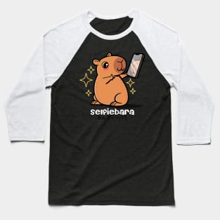 Funny Cute Kawaii Capybara Taking Selfie Funny Meme Baseball T-Shirt